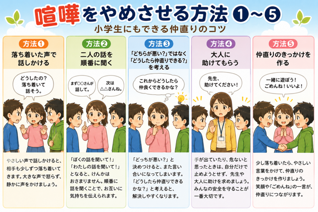喧嘩をやめさせる方法イラスト